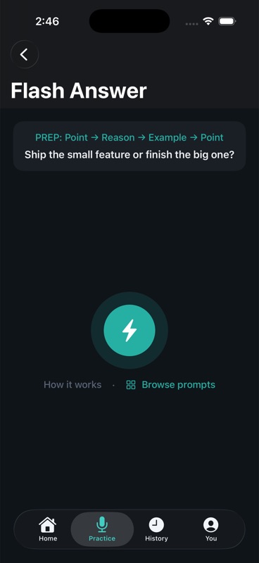 Flash Answer drill — PREP framework